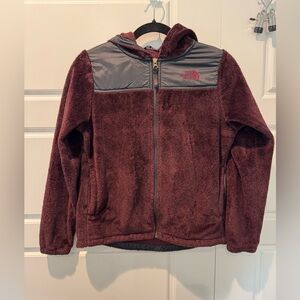 The North Face Girls' Oso Hooded Fleece Jacket Full Zip Maroon Size 14/16